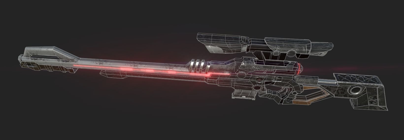 Sci-fi sniper rifle Low-poly 3D model_6