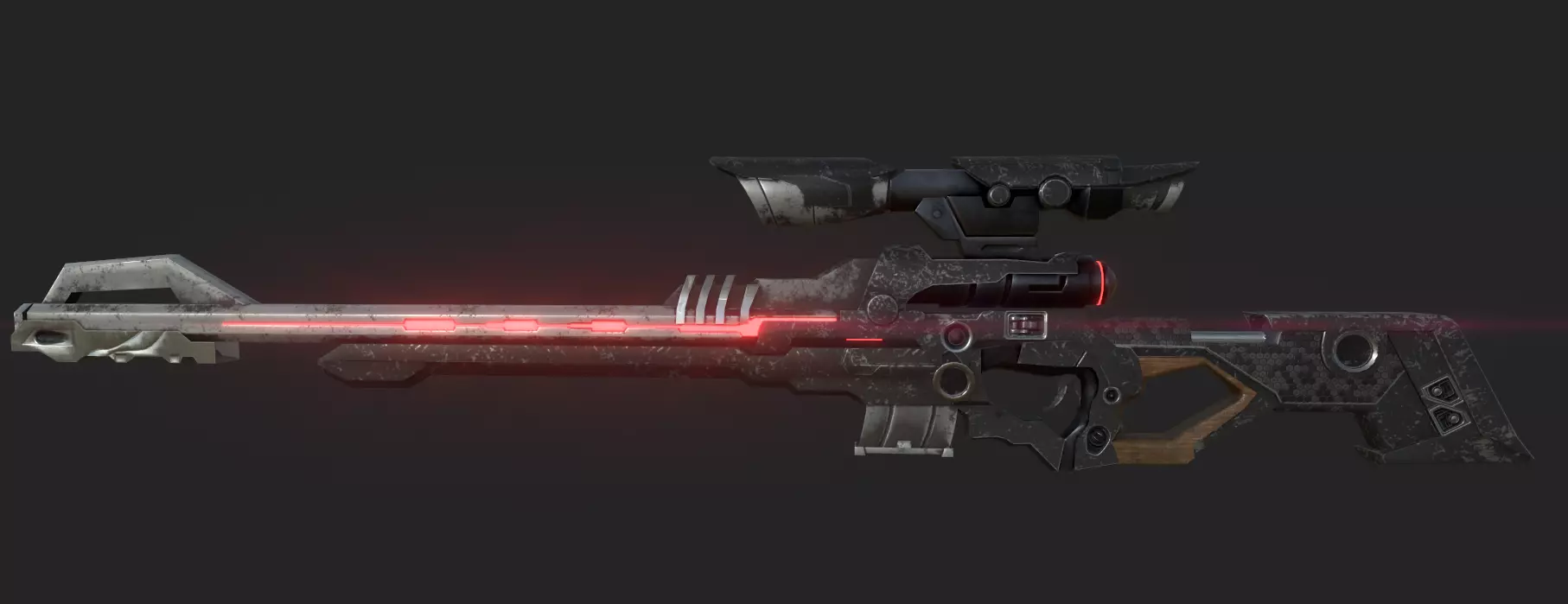Sci-fi sniper rifle Low-poly 3D model_0