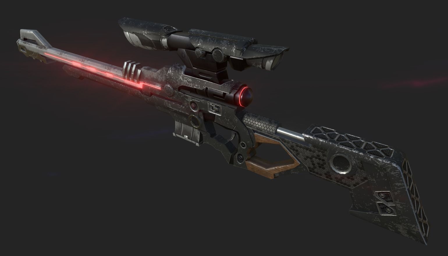 Sci-fi sniper rifle Low-poly 3D model_2