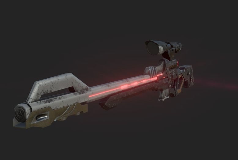 Sci-fi sniper rifle Low-poly 3D model_4