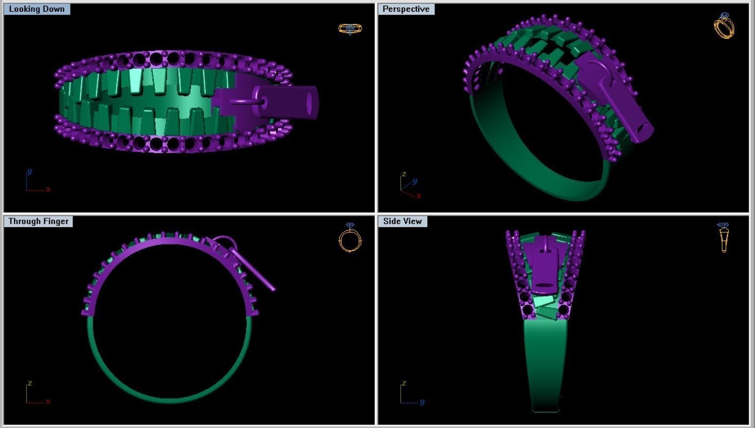 Zip Type Ring 3D print model_9