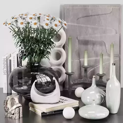  Decorative set 13 with flowers daisies 3D model