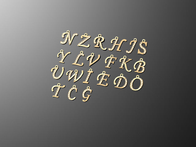 Alphabet paved letters for gemstone wax setting 3D print model 3D print model_6