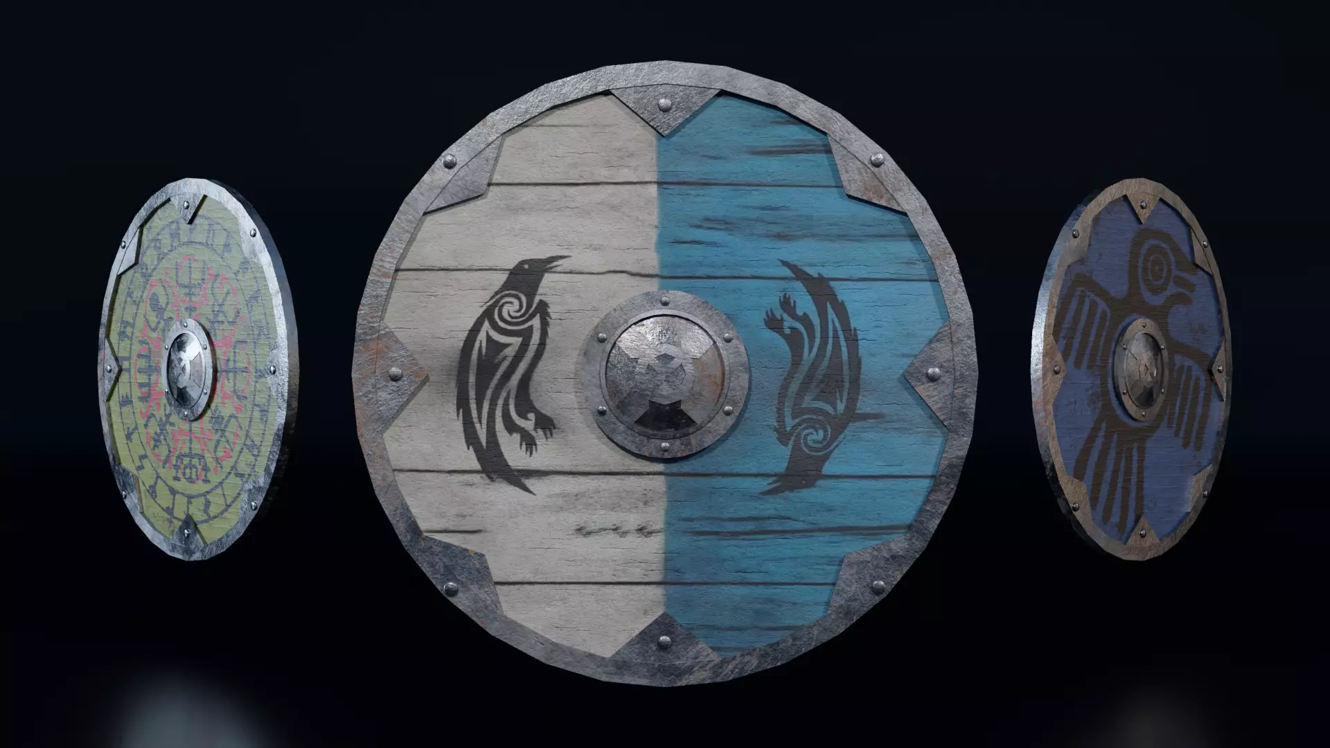 Viking Shield Low-poly 3D model_0