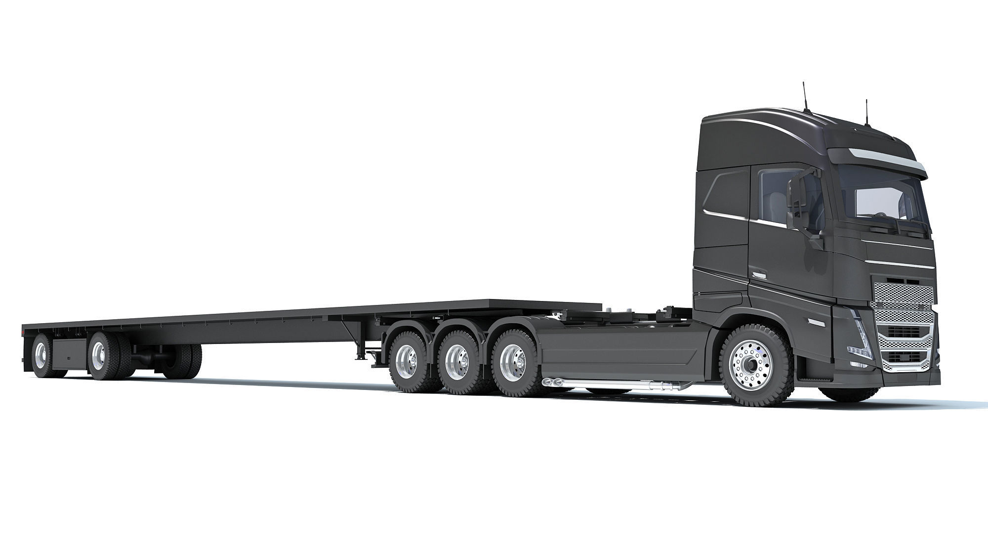 Truck with Flatbed Trailer 3D model_8