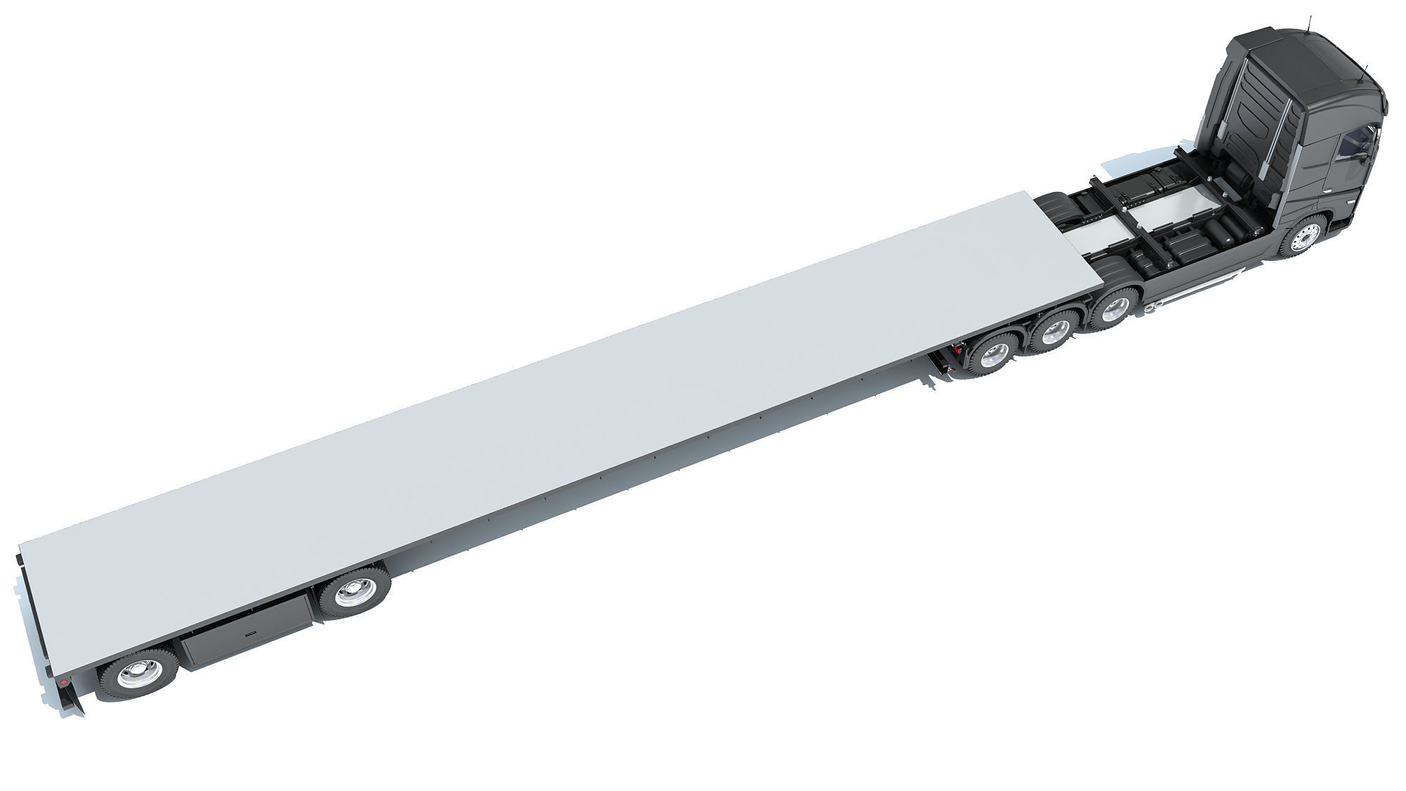 Truck with Flatbed Trailer 3D model_6