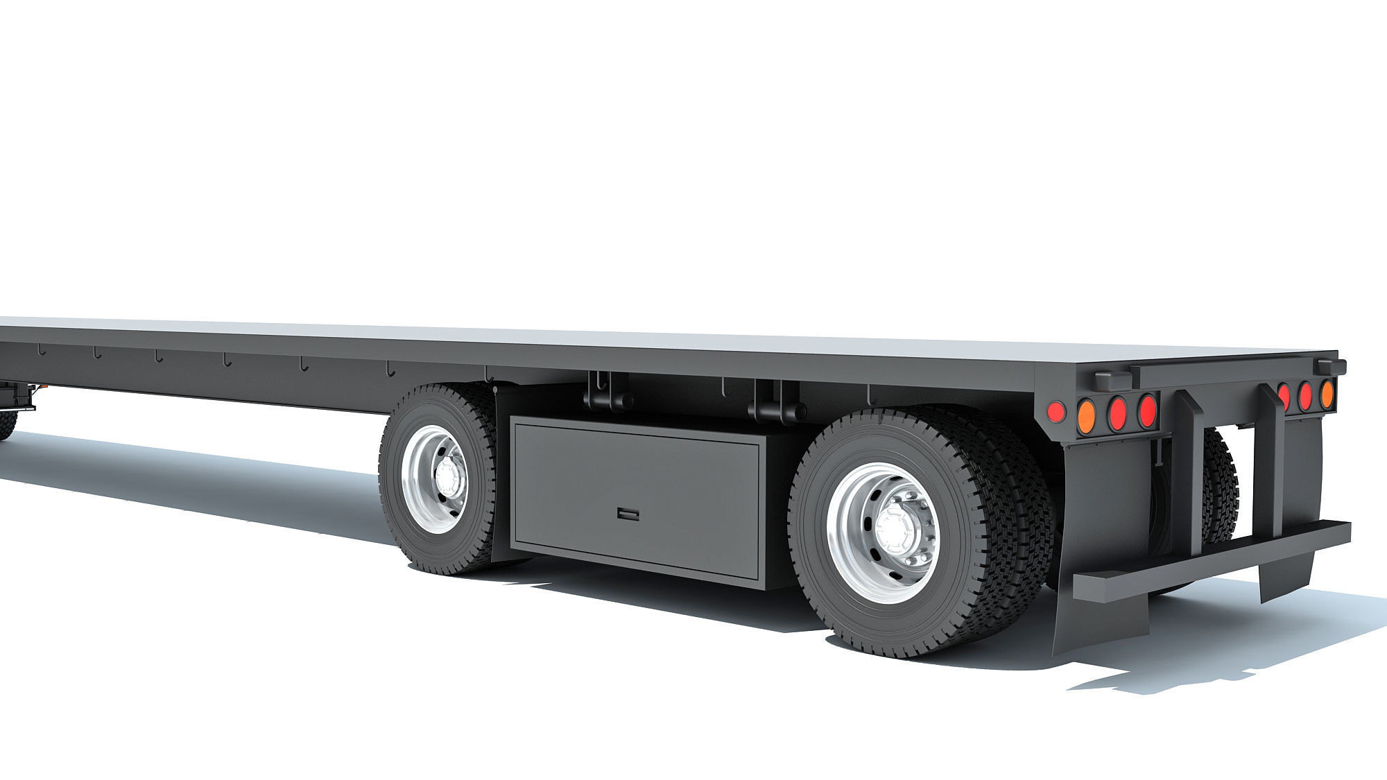 Truck with Flatbed Trailer 3D model_15