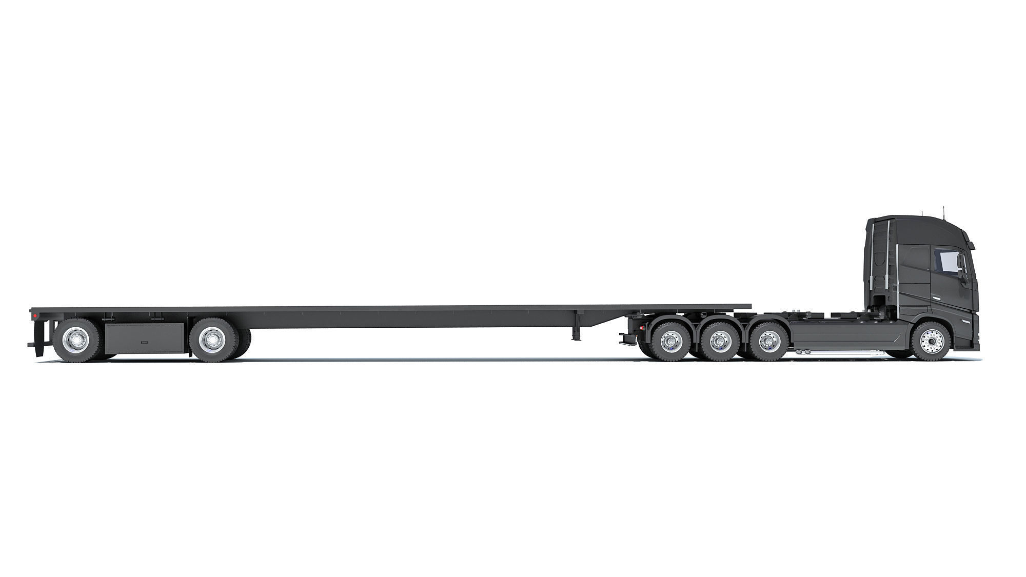 Truck with Flatbed Trailer 3D model_5