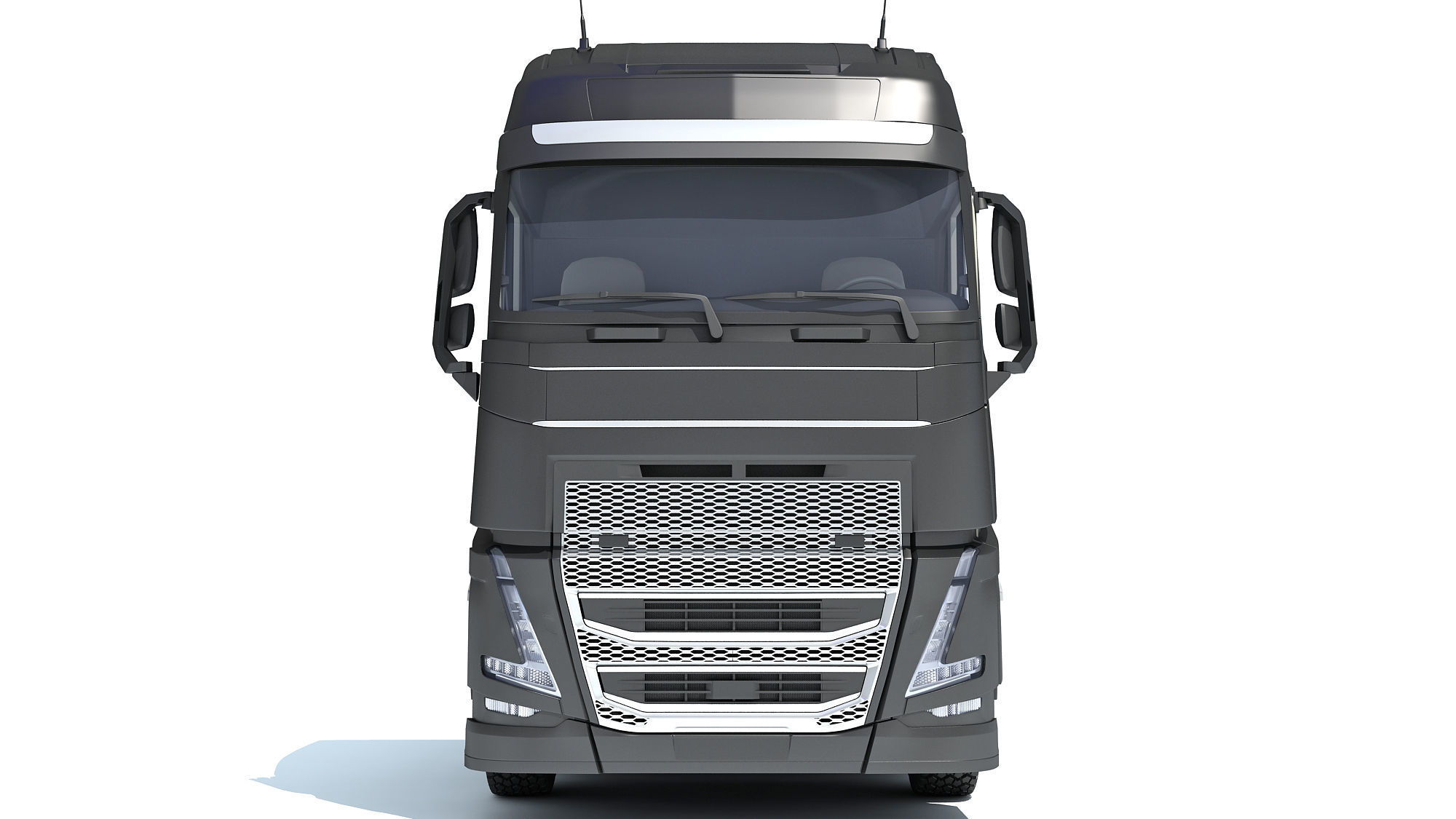 Truck with Flatbed Trailer 3D model_10