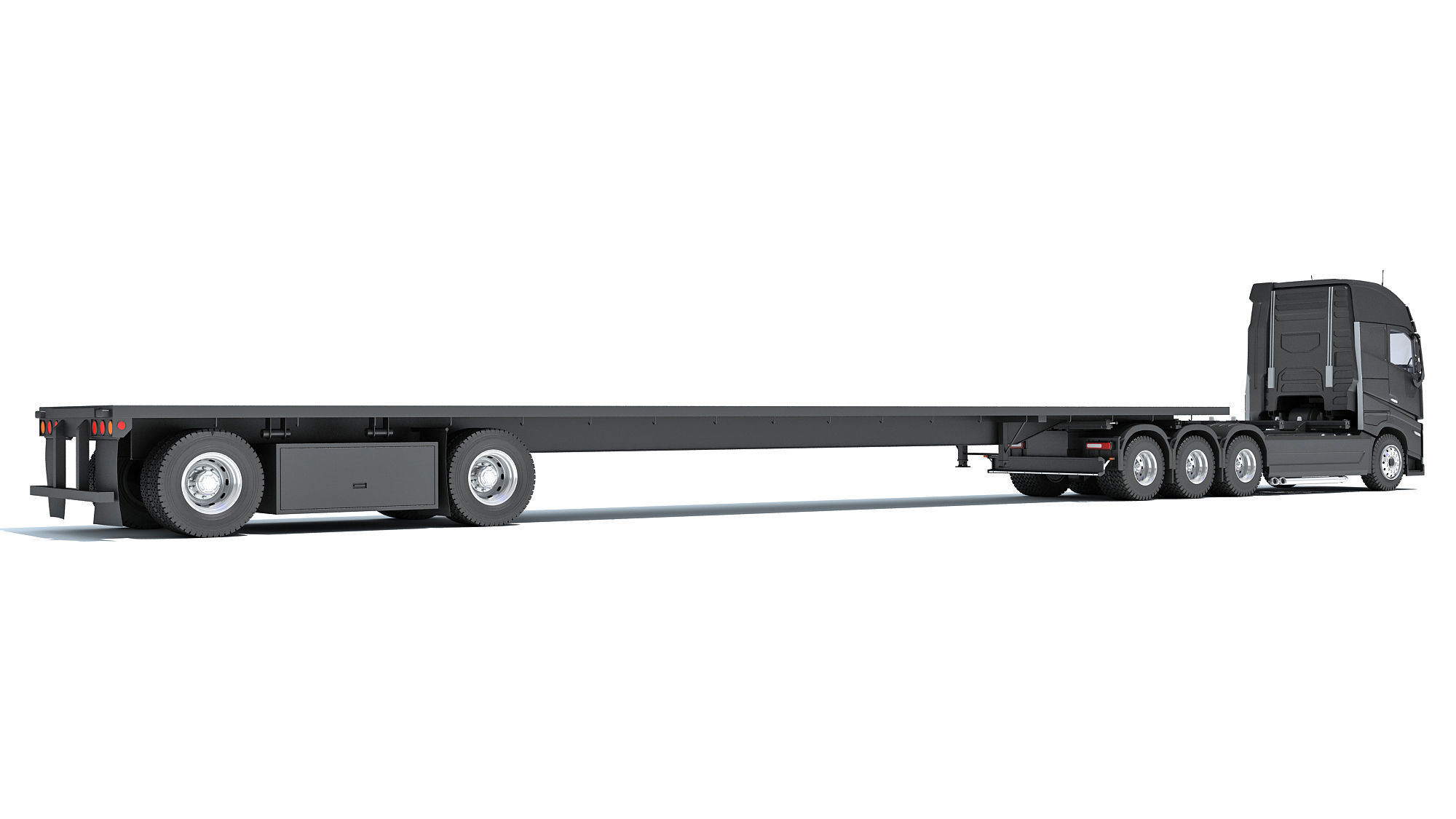 Truck with Flatbed Trailer 3D model_4