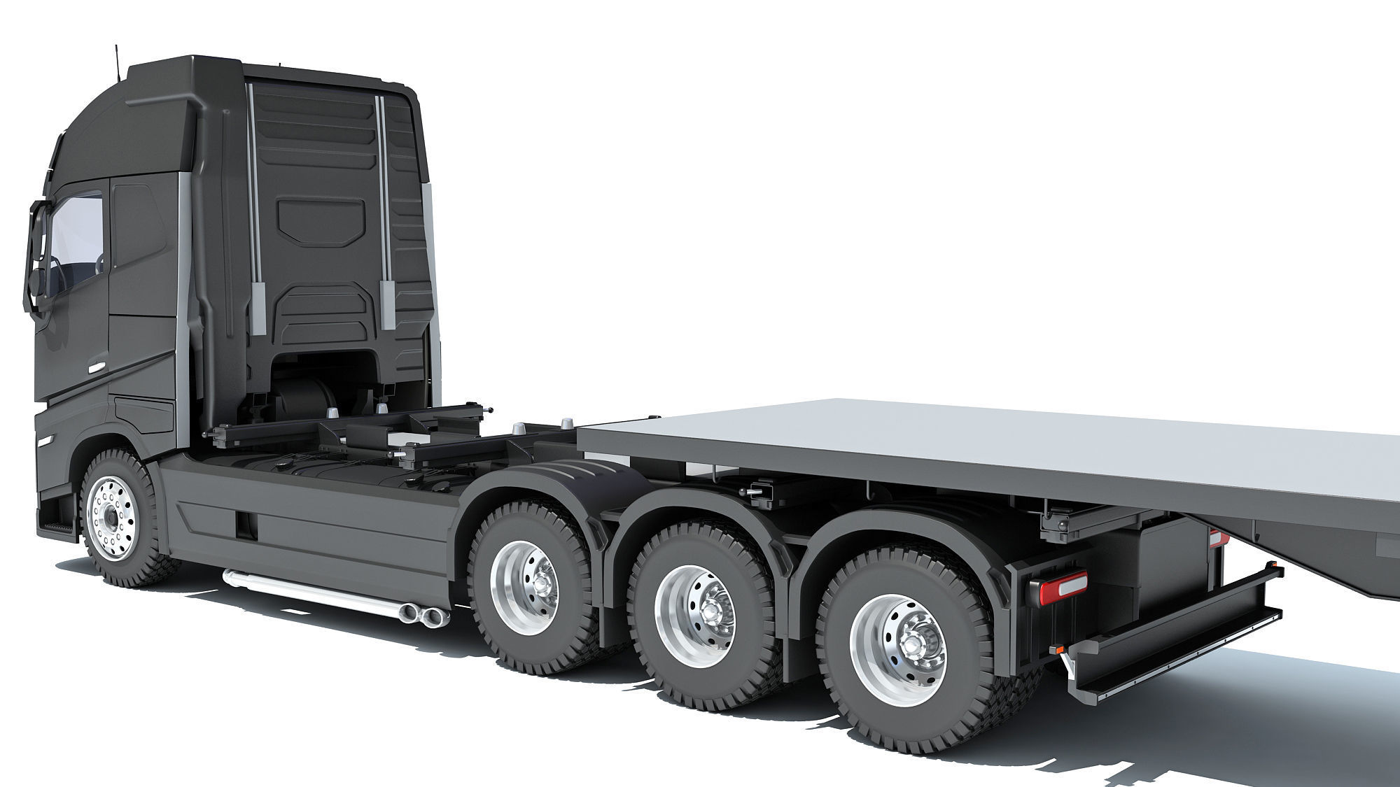 Truck with Flatbed Trailer 3D model_13