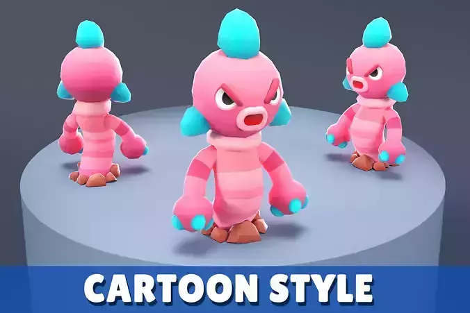 Cartoon Characters - Medium Worm Warrior
