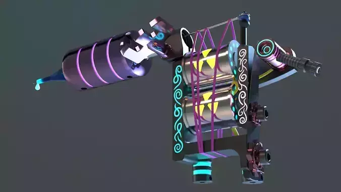 Low-Poly Induction Tattoo Machine  3D model