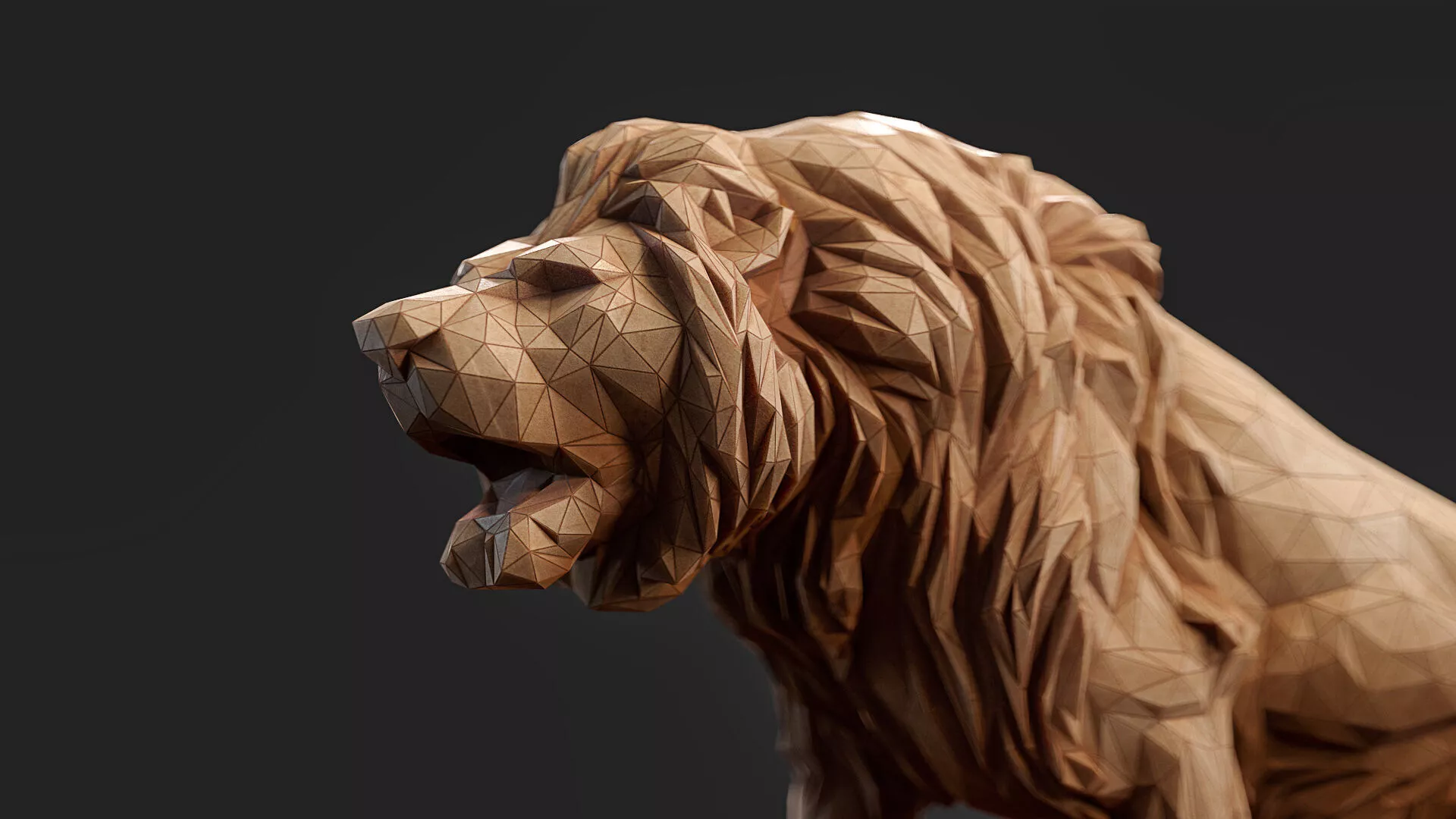 Paper Lion PBR model Low-poly 3D model