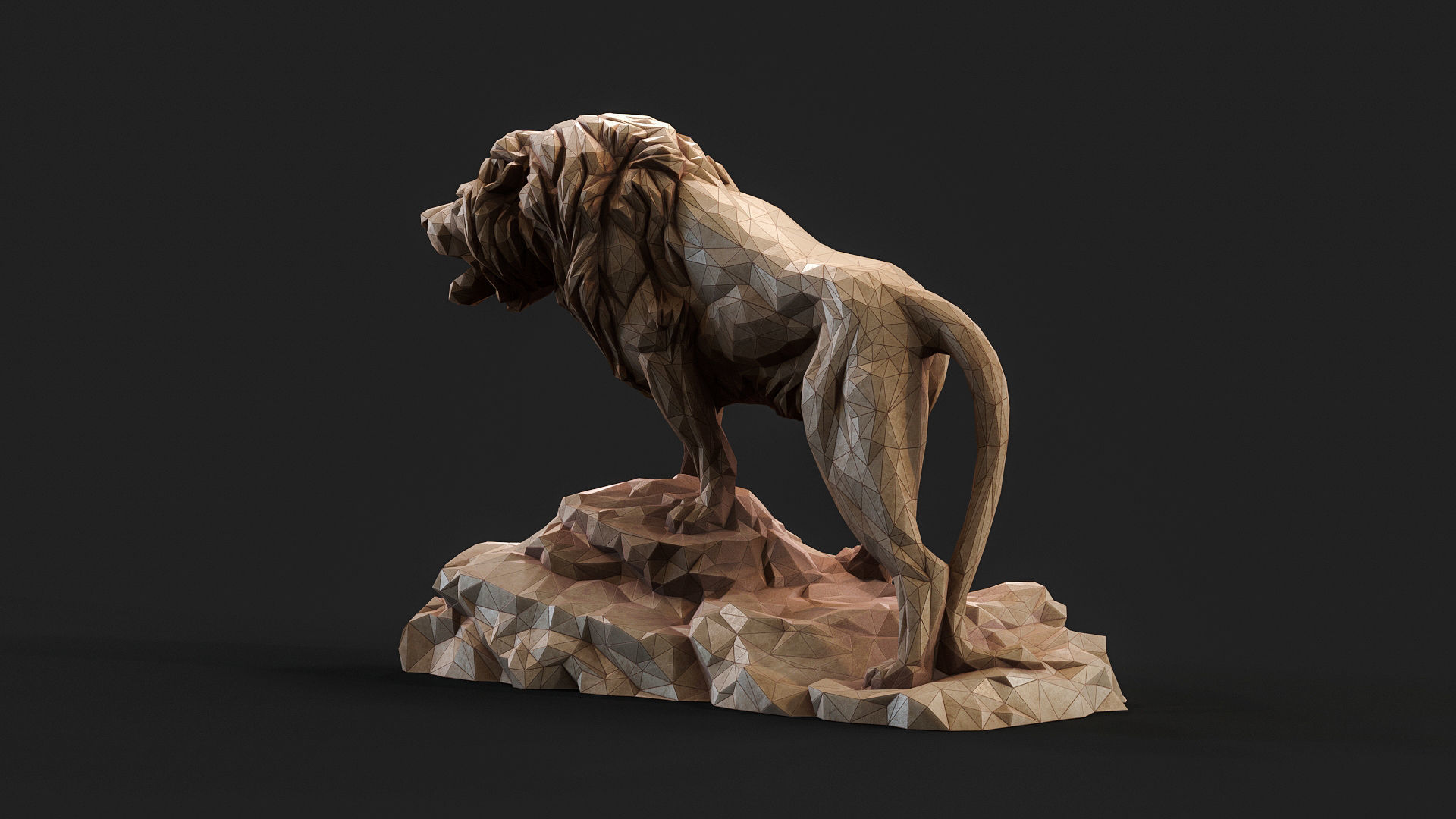 Paper Lion PBR model Low-poly 3D model_4