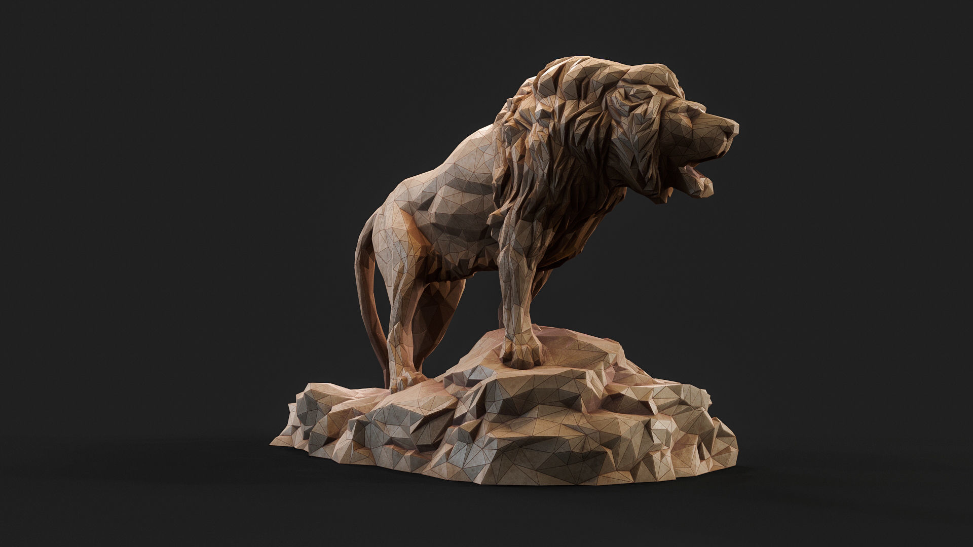 Paper Lion PBR model Low-poly 3D model_5