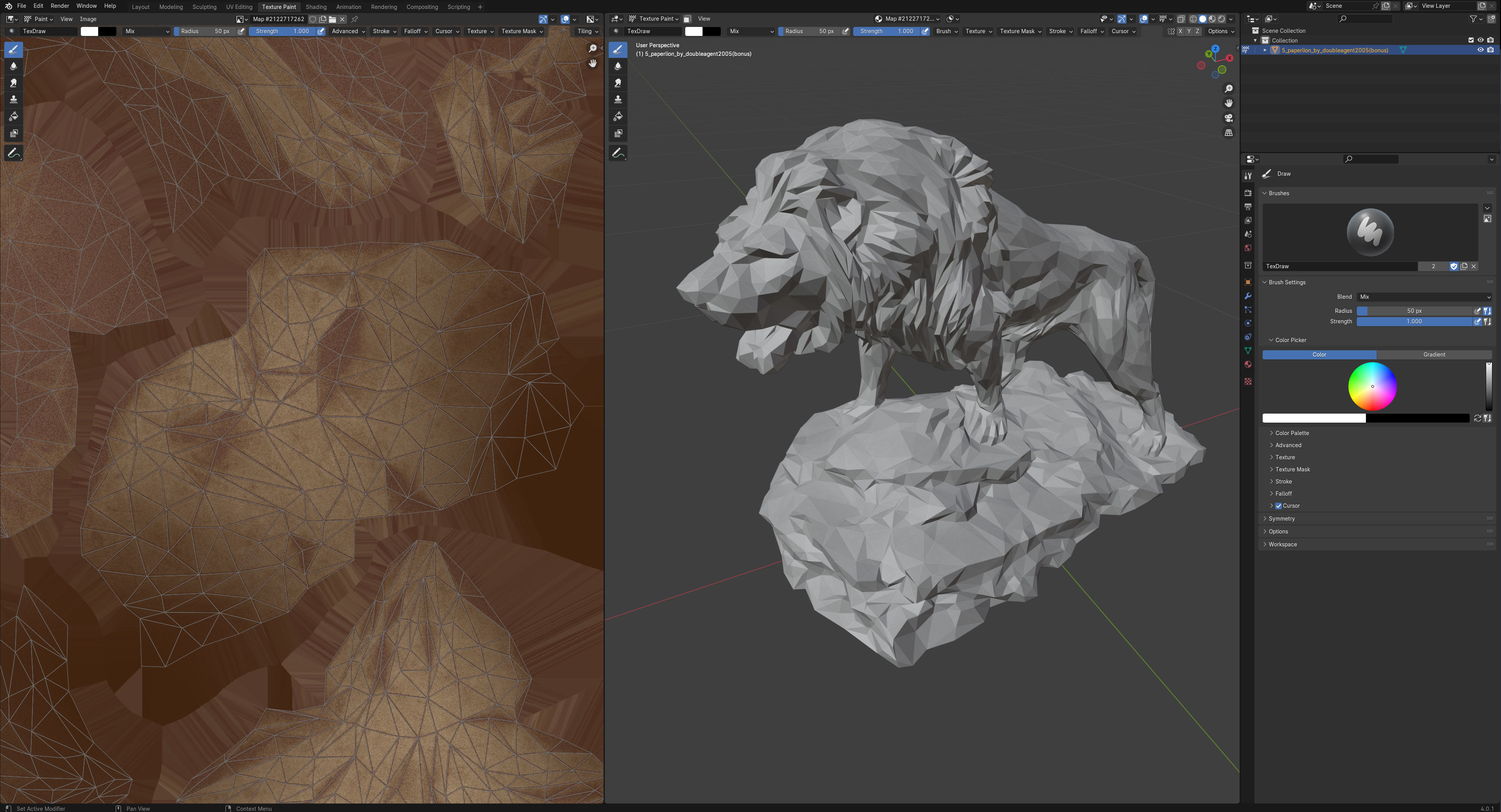Paper Lion PBR model Low-poly 3D model_9