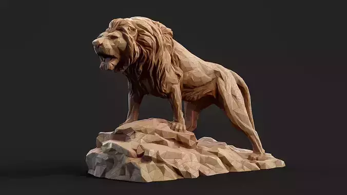 Paper Lion PBR model Low-poly 3D model