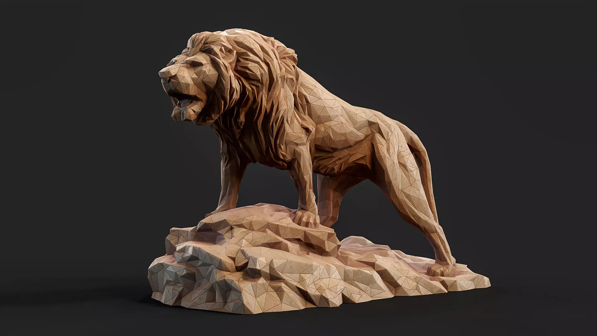 Paper Lion PBR model Low-poly 3D model_0