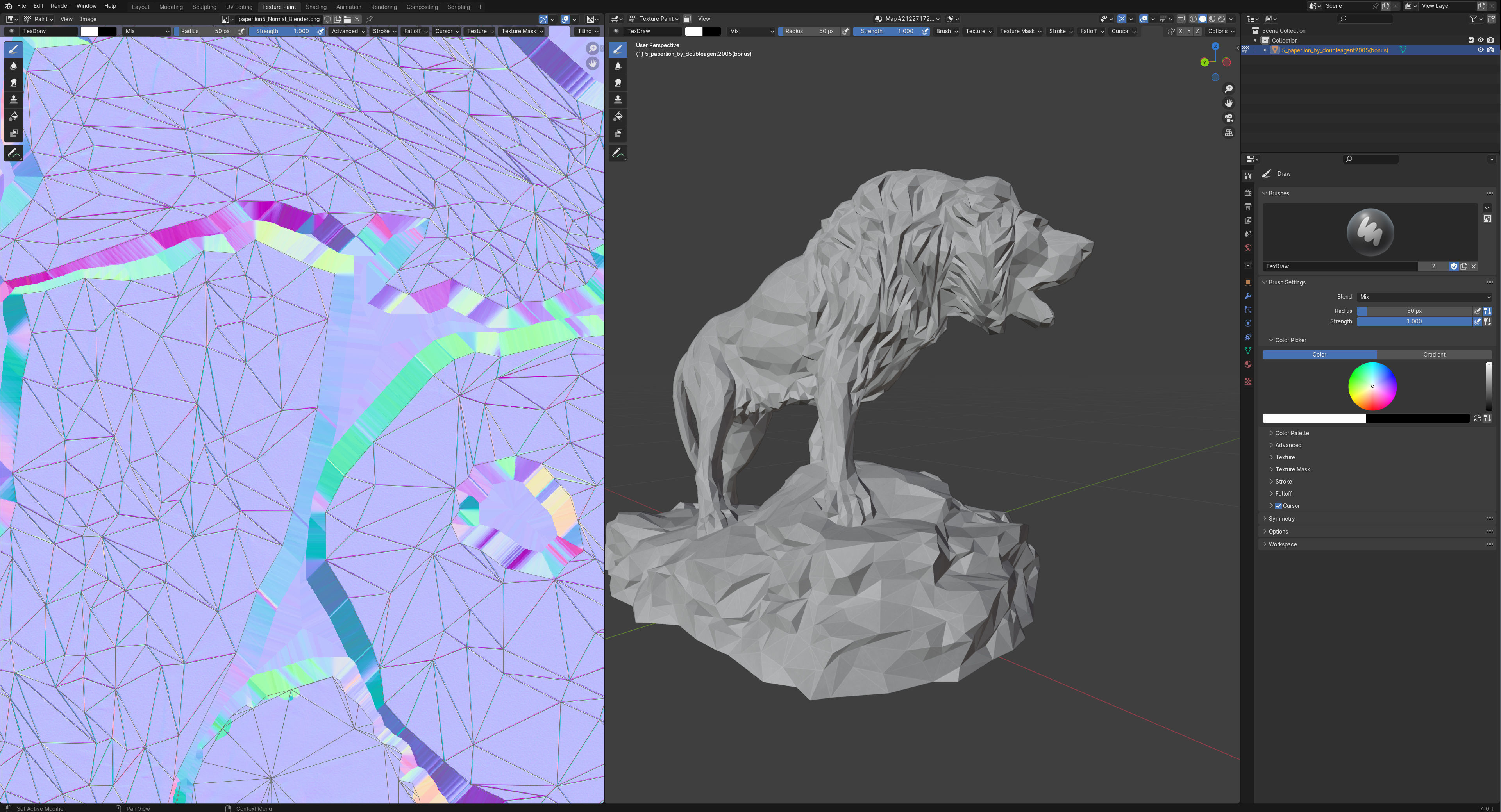 Paper Lion PBR model Low-poly 3D model_10
