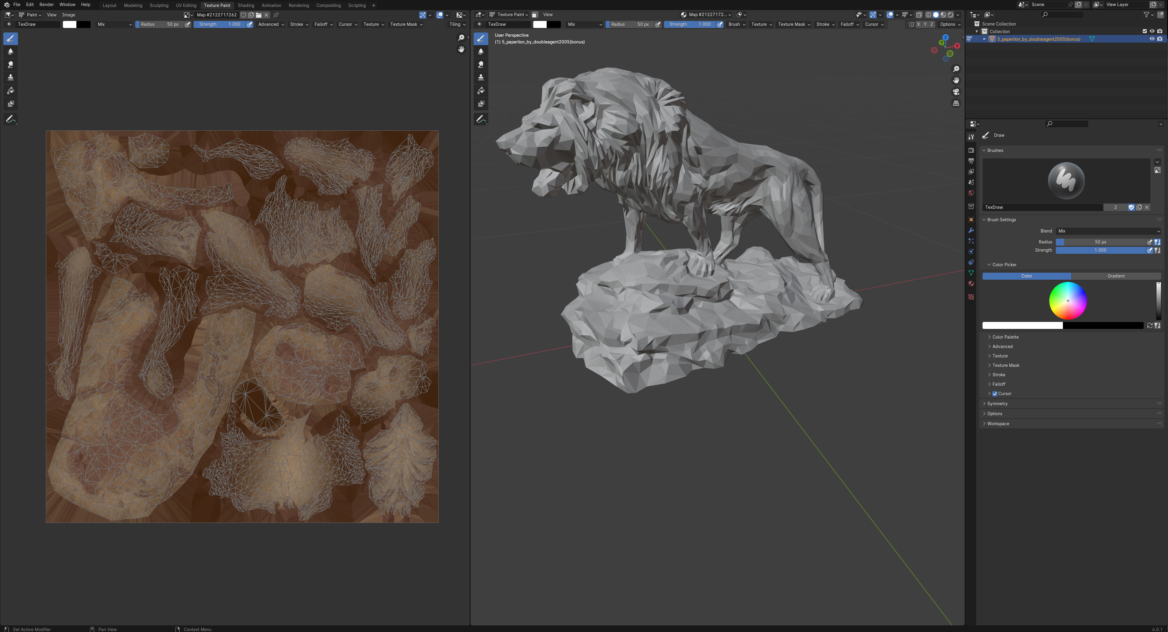 Paper Lion PBR model Low-poly 3D model_11