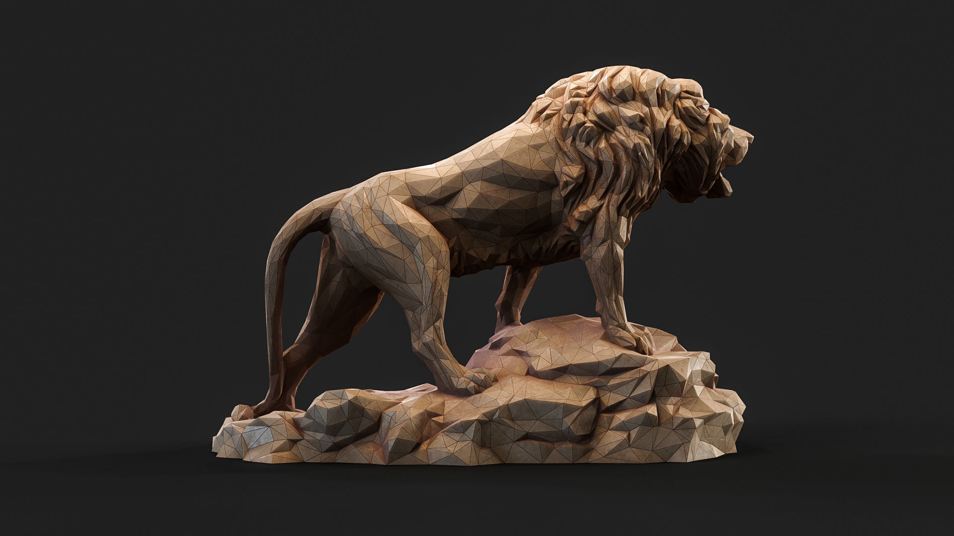 Paper Lion PBR model Low-poly 3D model_3
