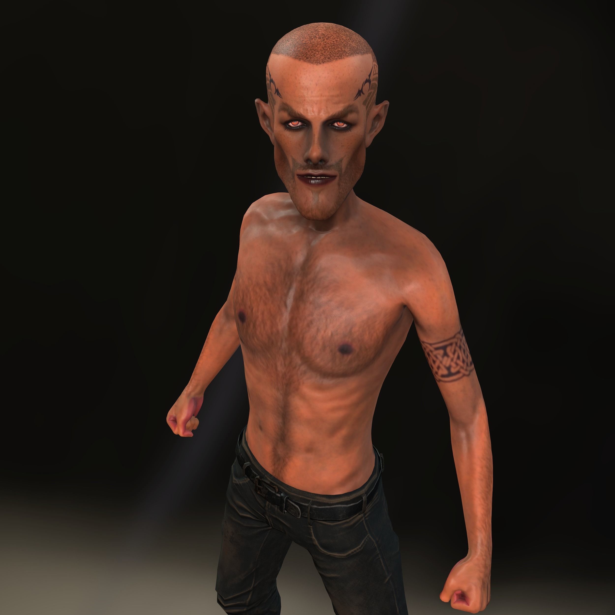 3D Fantasy Gangster Tattooed Character Animated 3D model_3