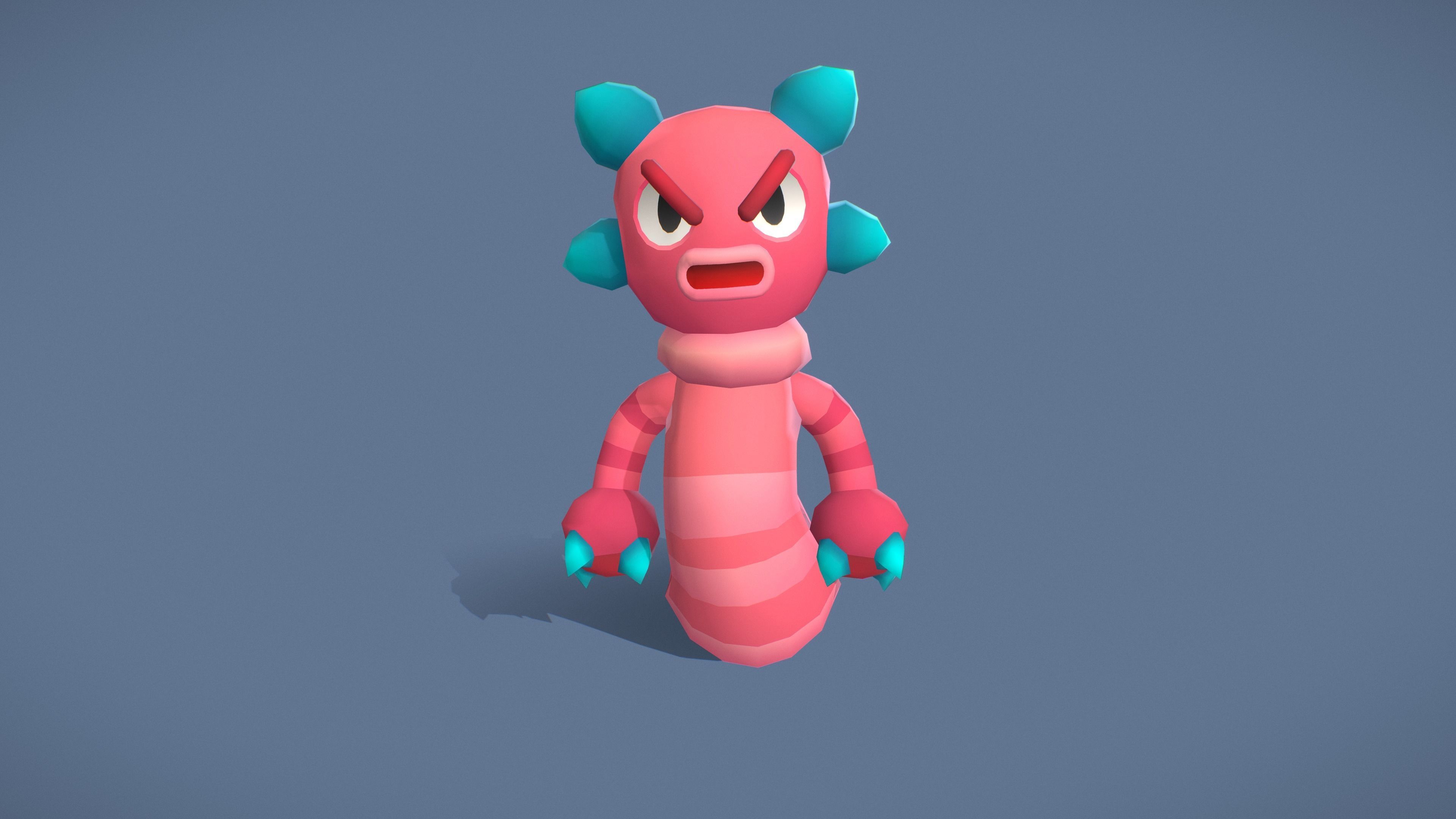 Cartoon Characters - Evolution Worm Warriors Low-poly 3D model_22