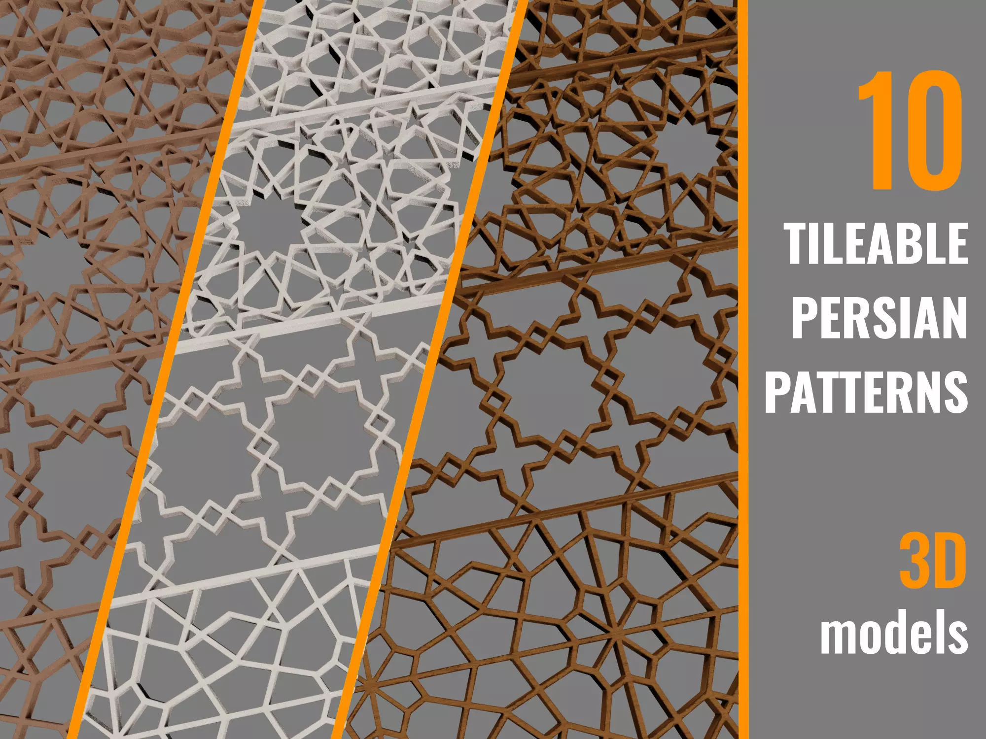 10 tileable persian patterns 3D model_0
