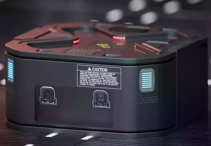 A sci-fi box model made in a blender