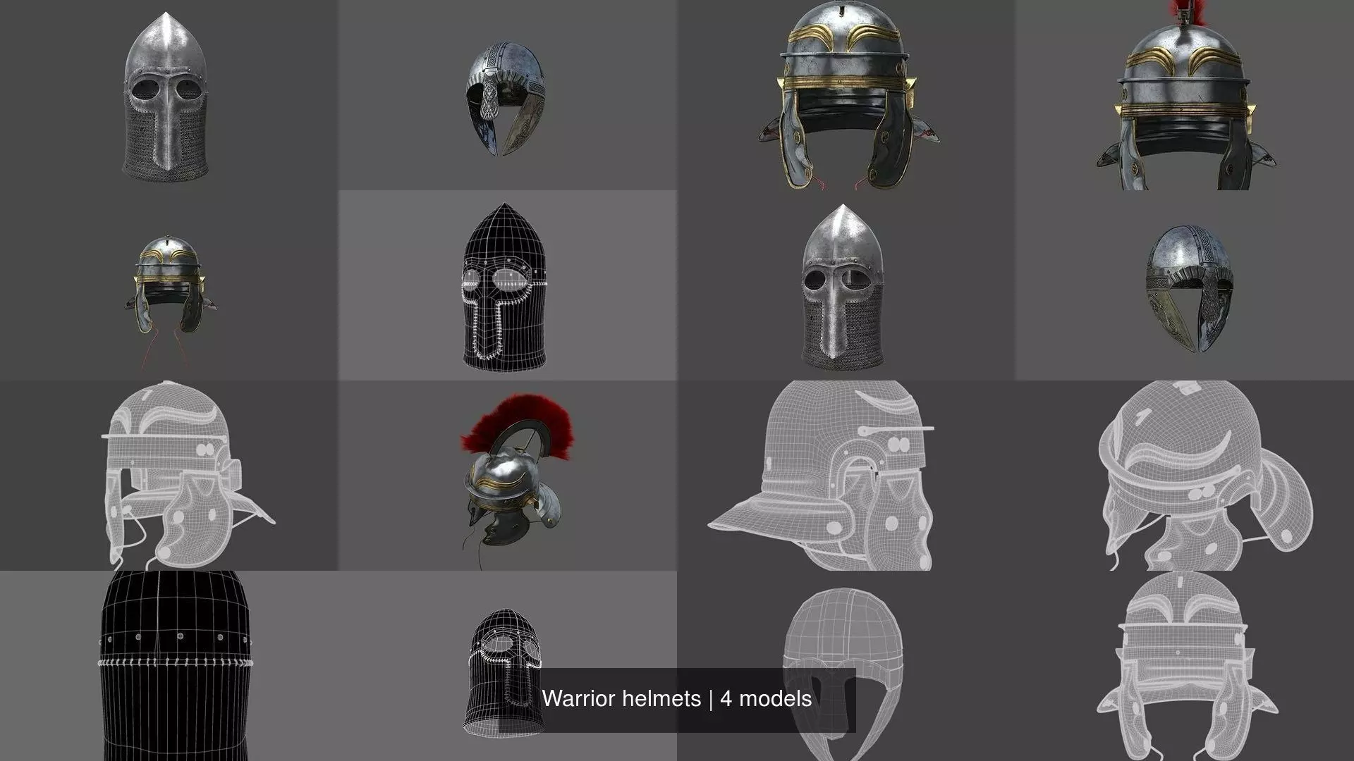 Warrior helmets 3D Model Collection_0