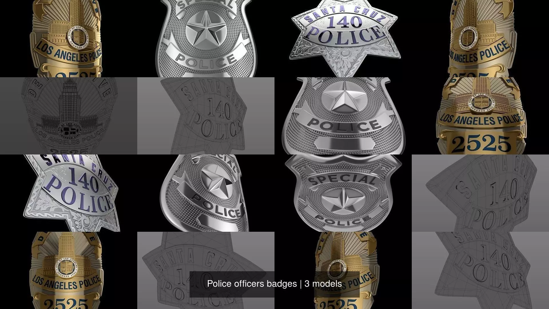 Police officers badges 3D Model Collection_0