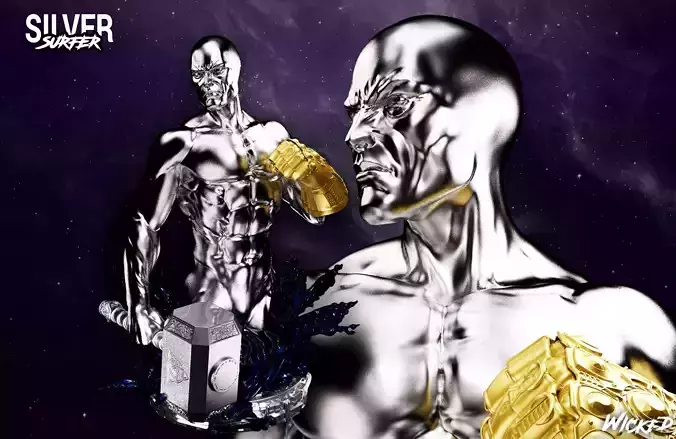 Wicked Marvel Silver Surfer Bust 3D print model 