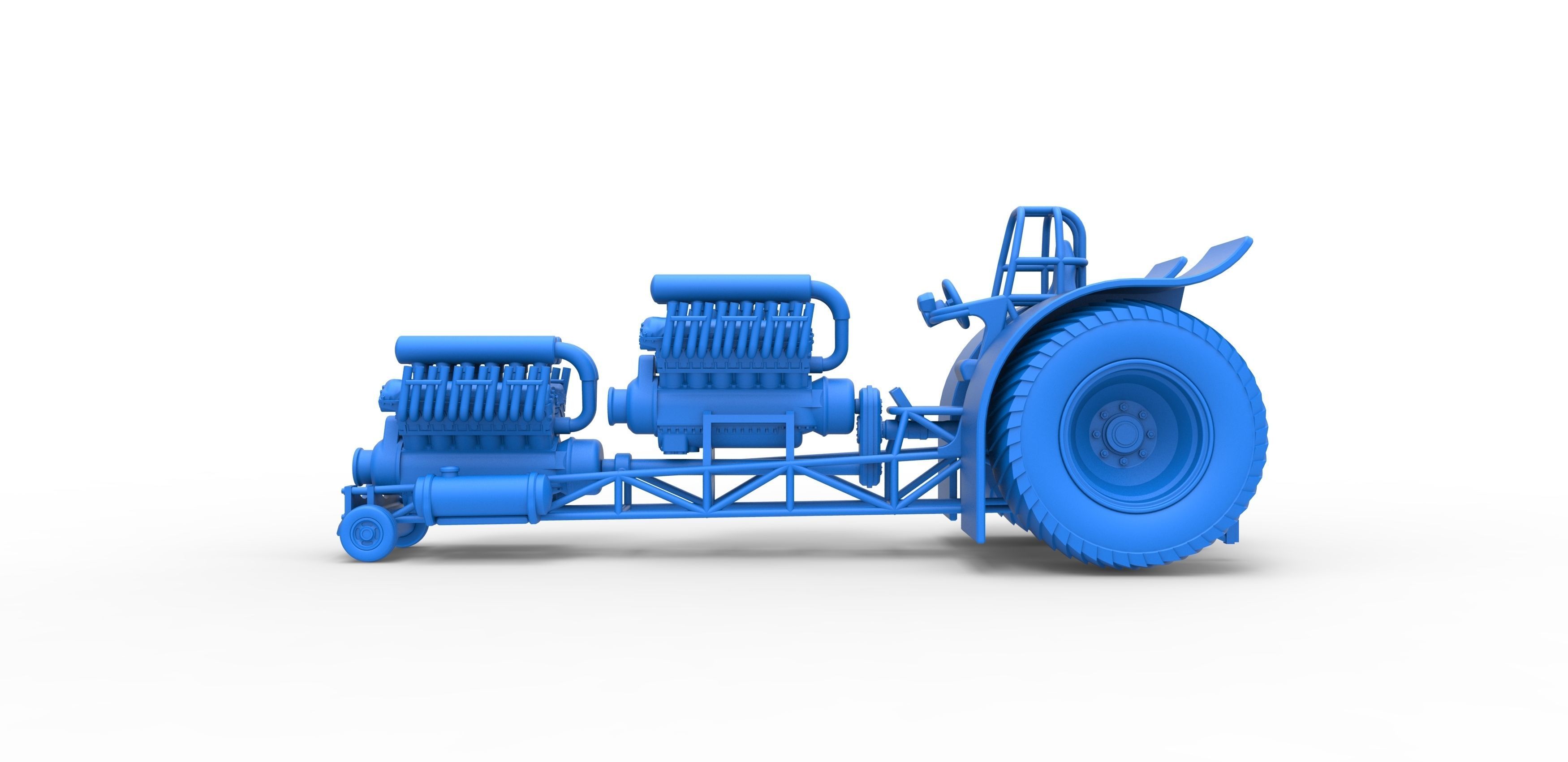 Pulling tractor with 2 engines V12 in line Scale 1 to 25 3D print model_20