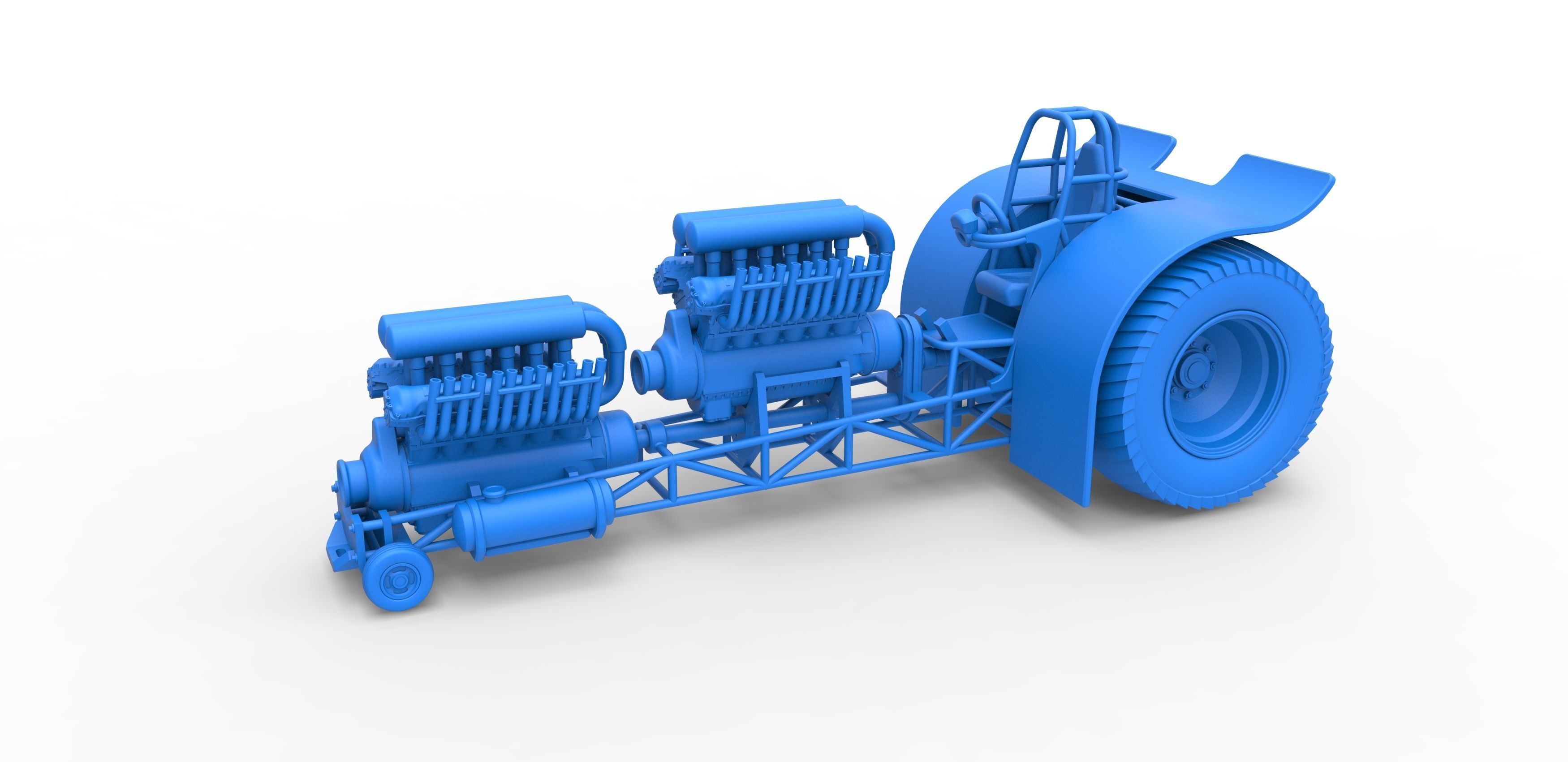 Pulling tractor with 2 engines V12 in line Scale 1 to 25 3D print model_14
