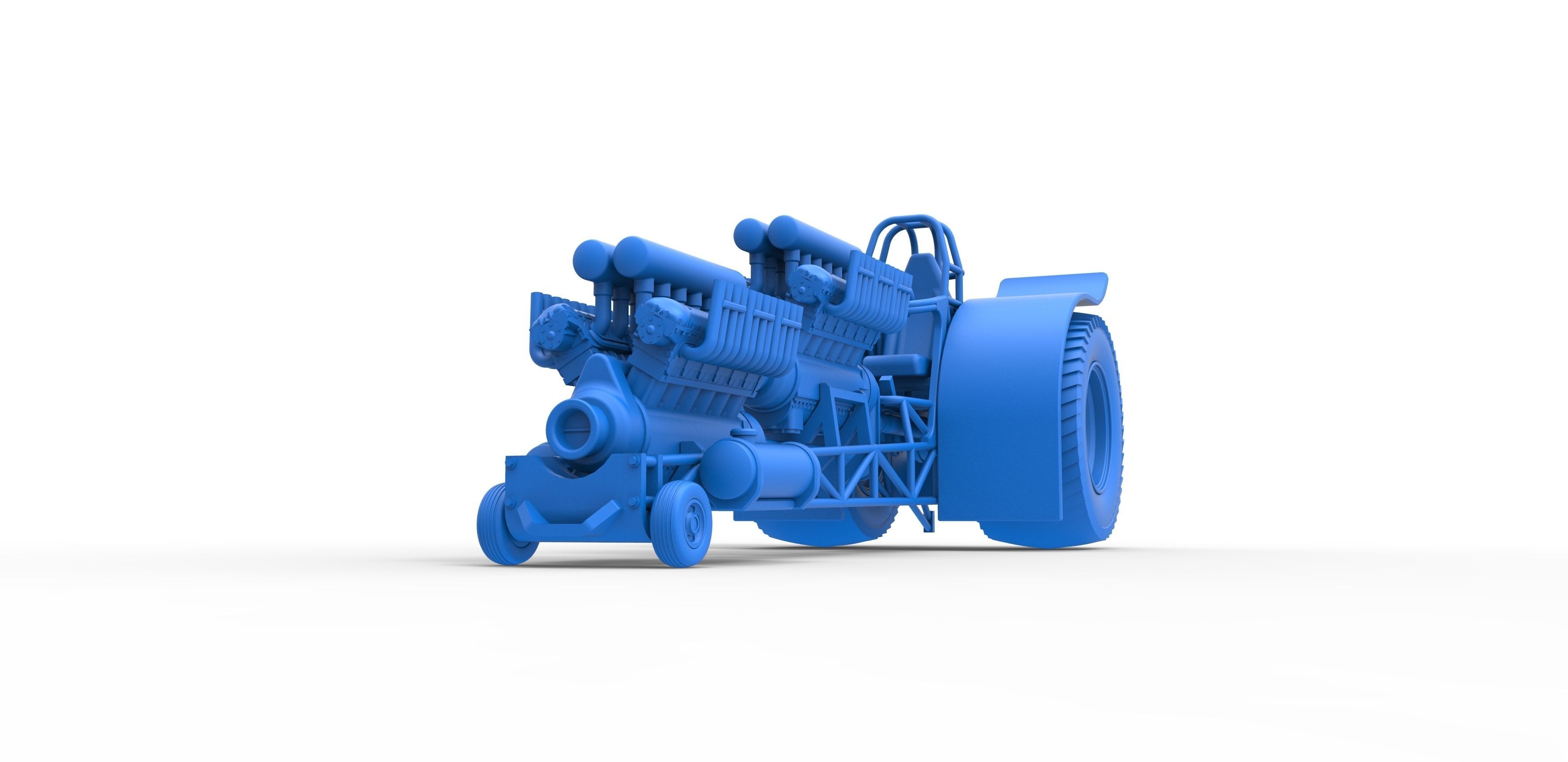 Pulling tractor with 2 engines V12 in line Scale 1 to 25 3D print model_17