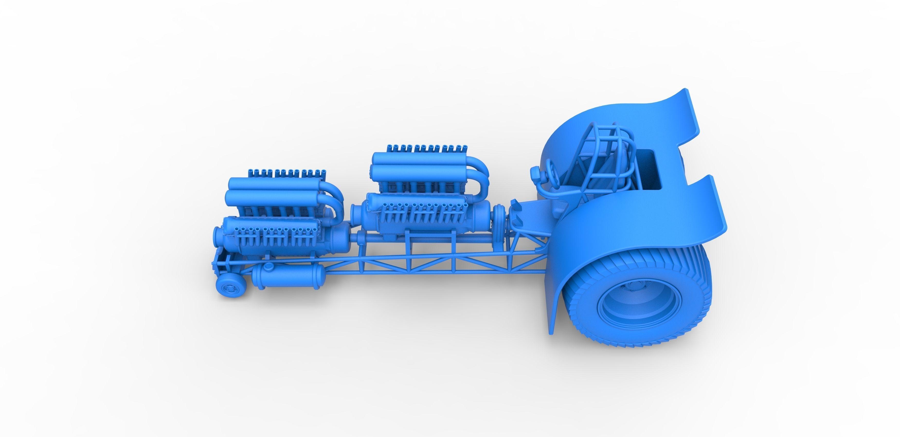 Pulling tractor with 2 engines V12 in line Scale 1 to 25 3D print model_21