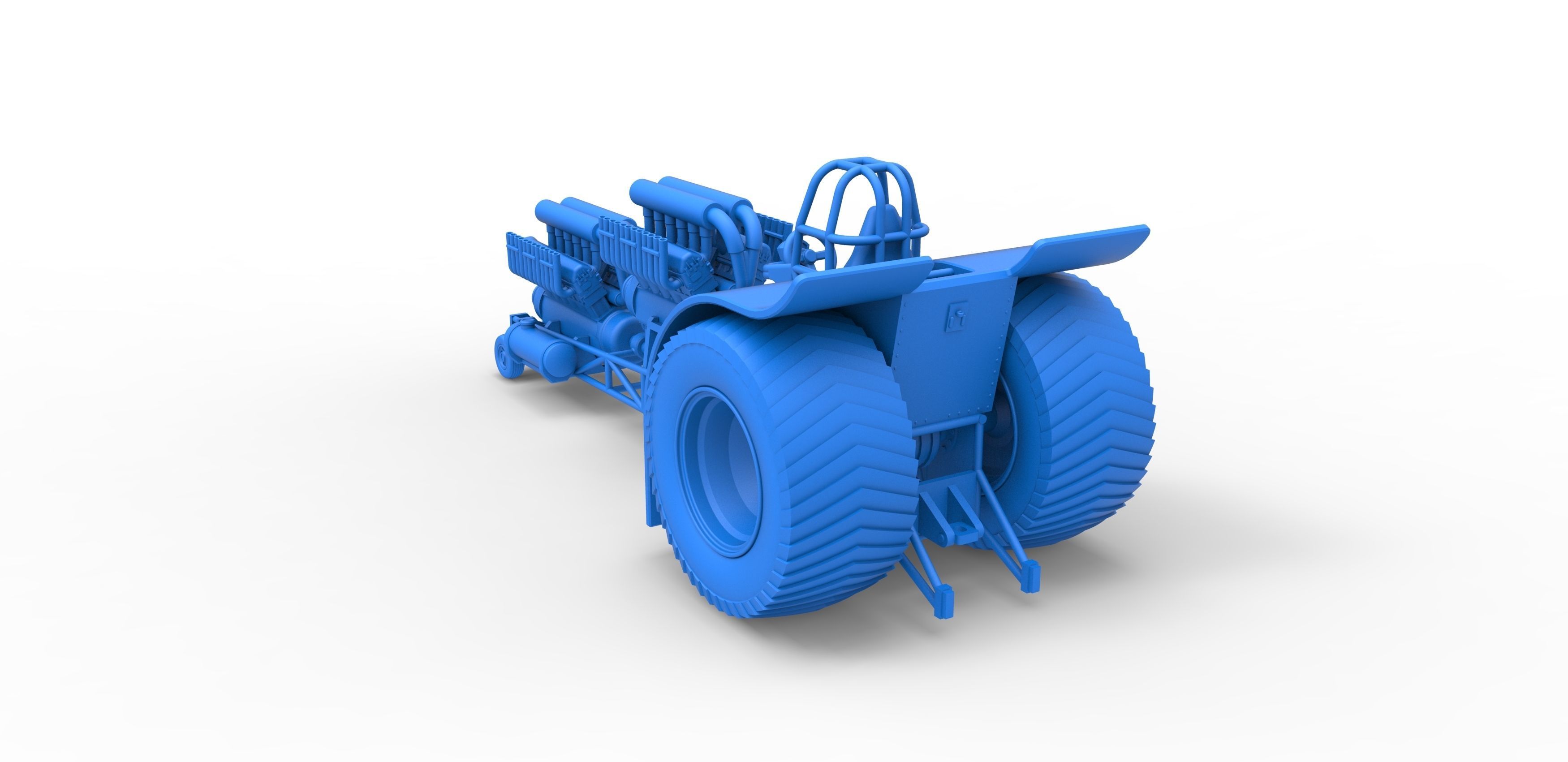 Pulling tractor with 2 engines V12 in line Scale 1 to 25 3D print model_24