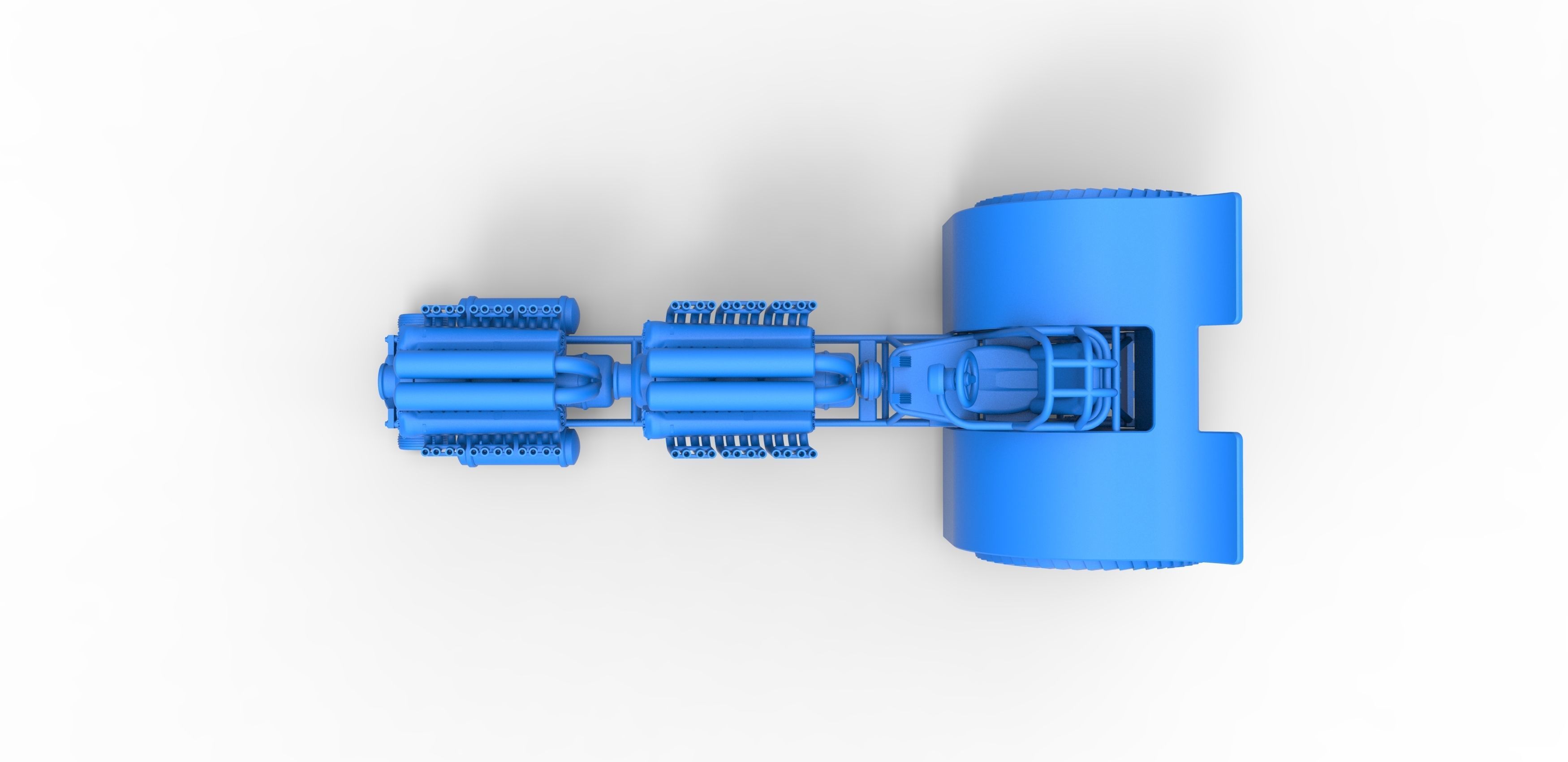 Pulling tractor with 2 engines V12 in line Scale 1 to 25 3D print model_22