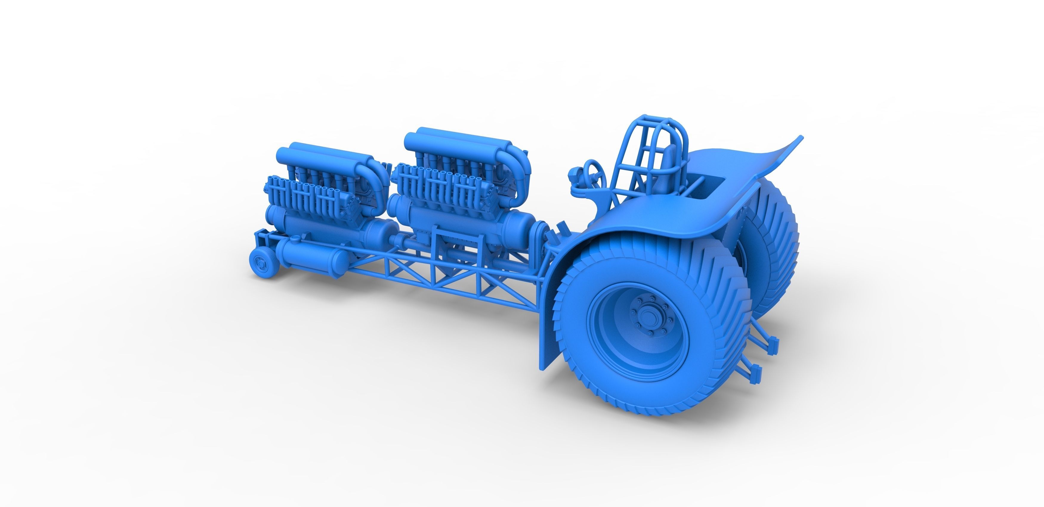 Pulling tractor with 2 engines V12 in line Scale 1 to 25 3D print model_23