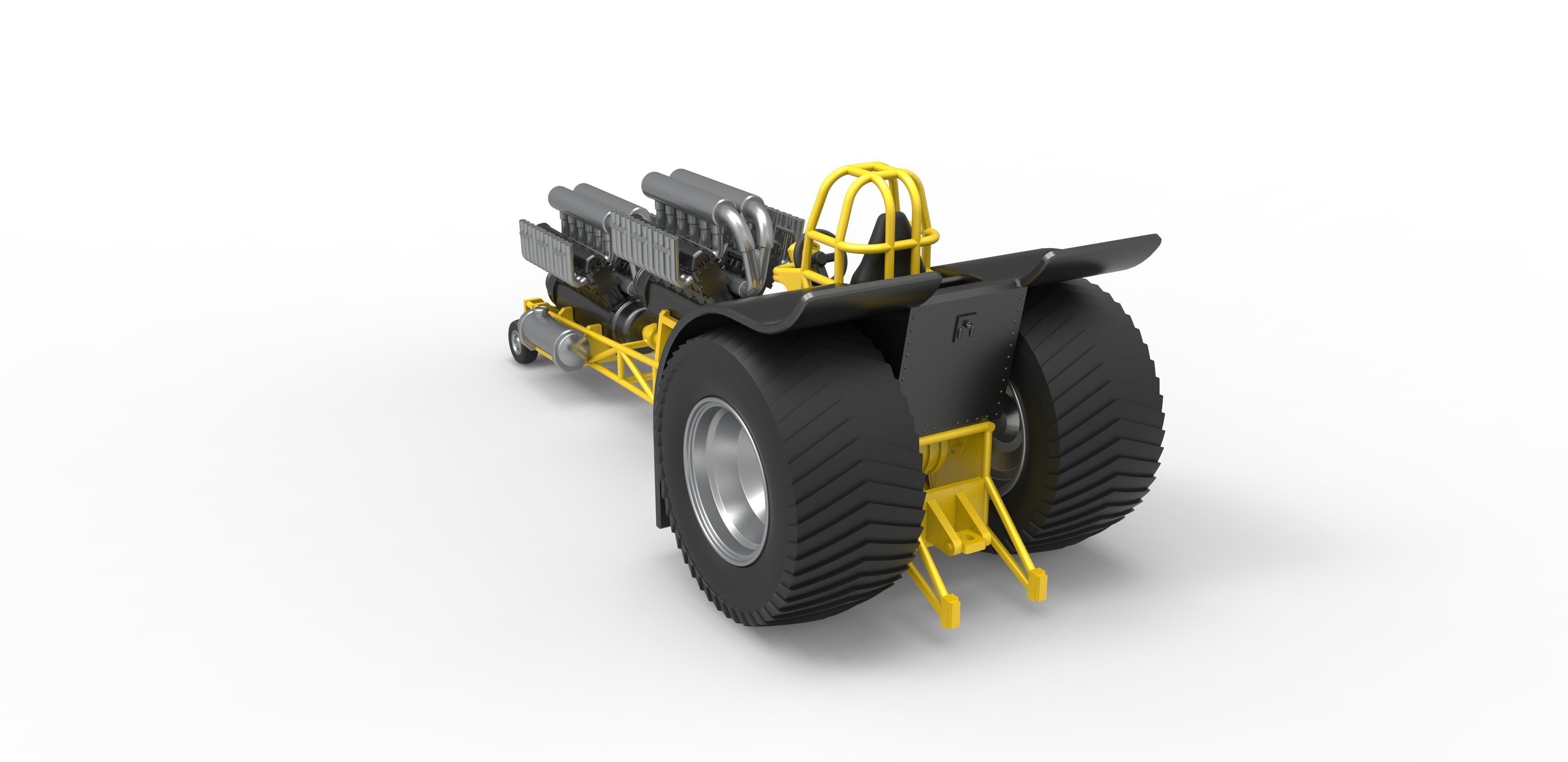 Pulling tractor with 2 engines V12 in line Scale 1 to 25 3D print model_11