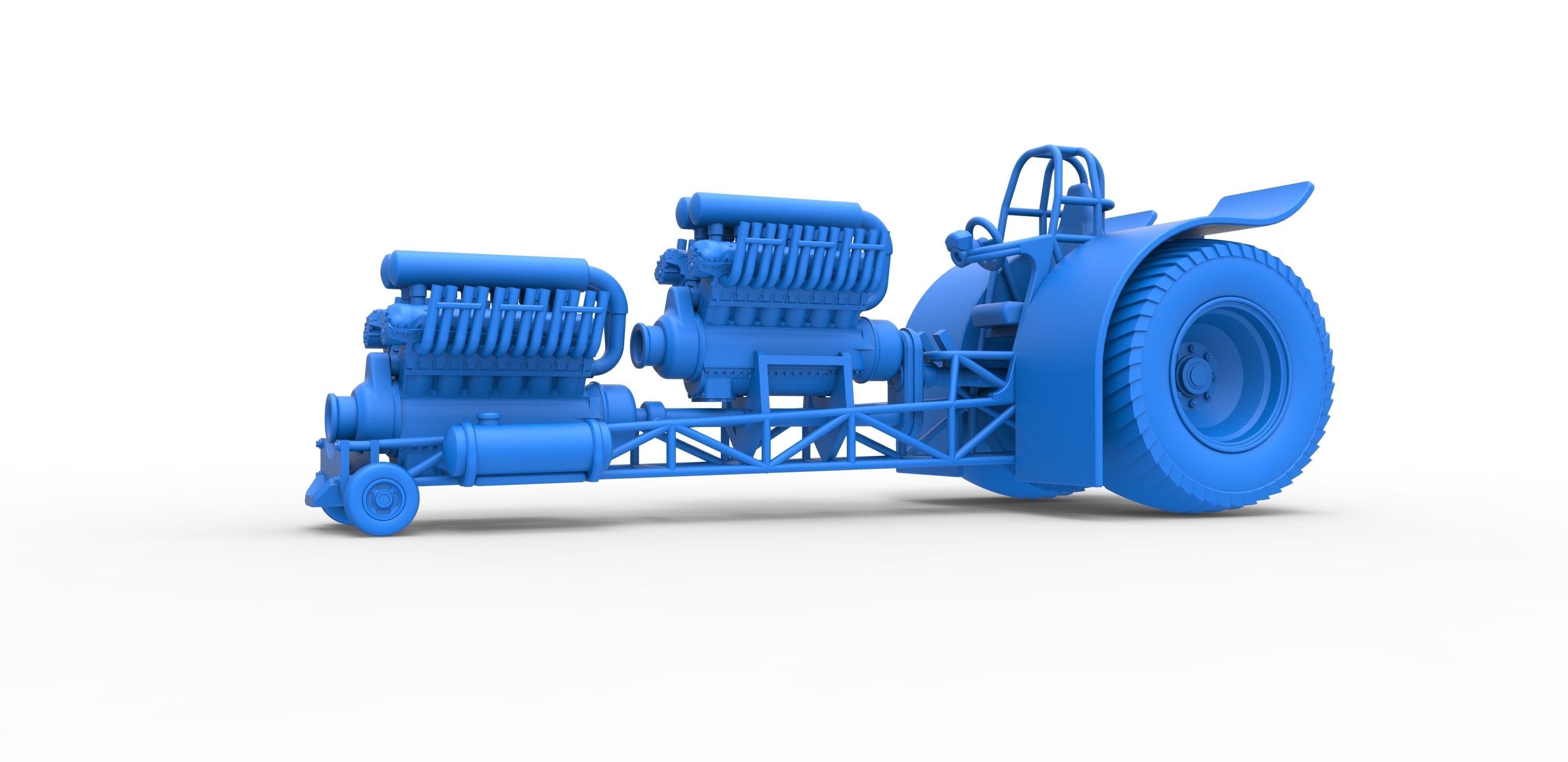 Pulling tractor with 2 engines V12 in line Scale 1 to 25 3D print model_15