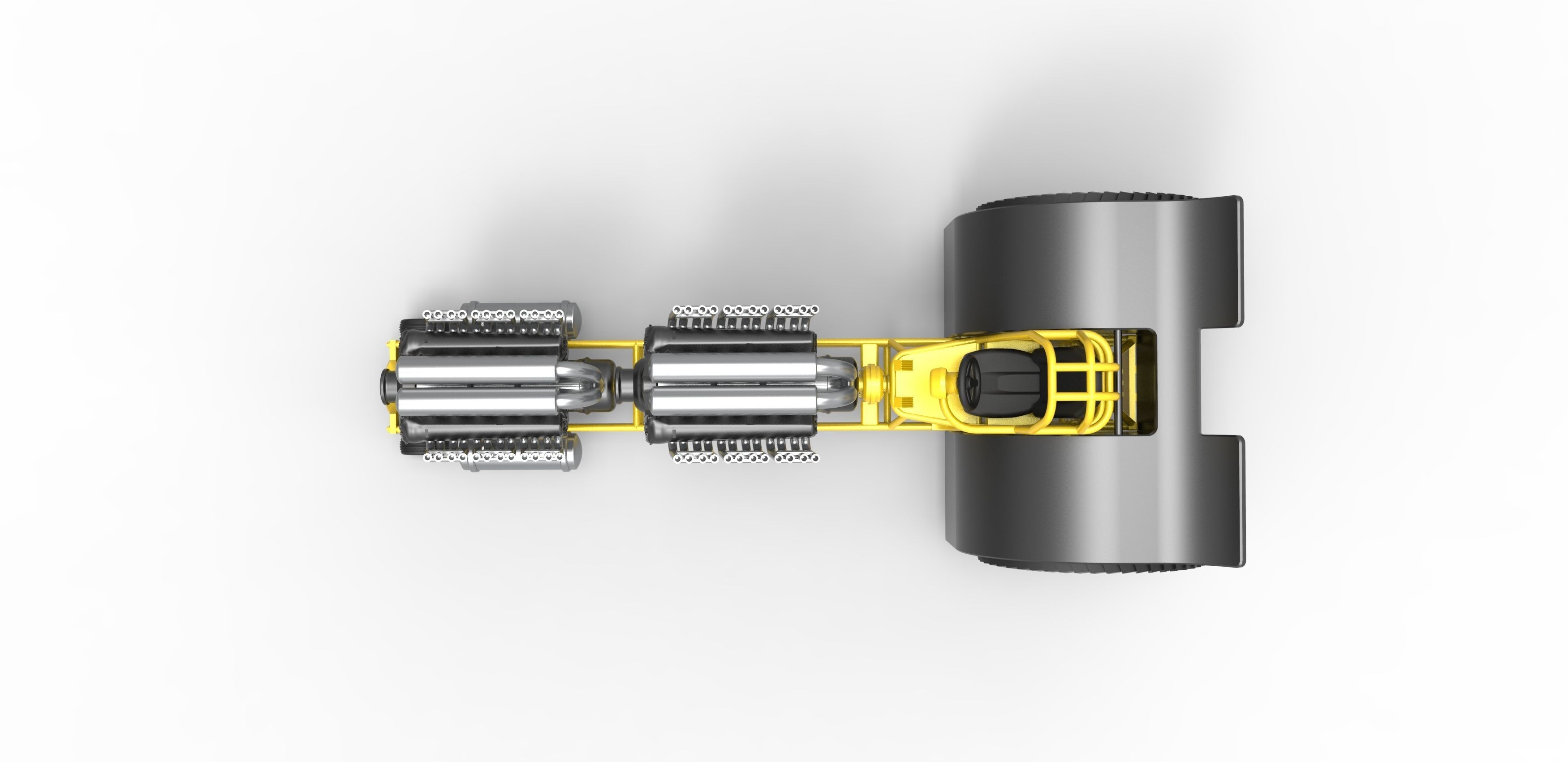 Pulling tractor with 2 engines V12 in line Scale 1 to 25 3D print model_9