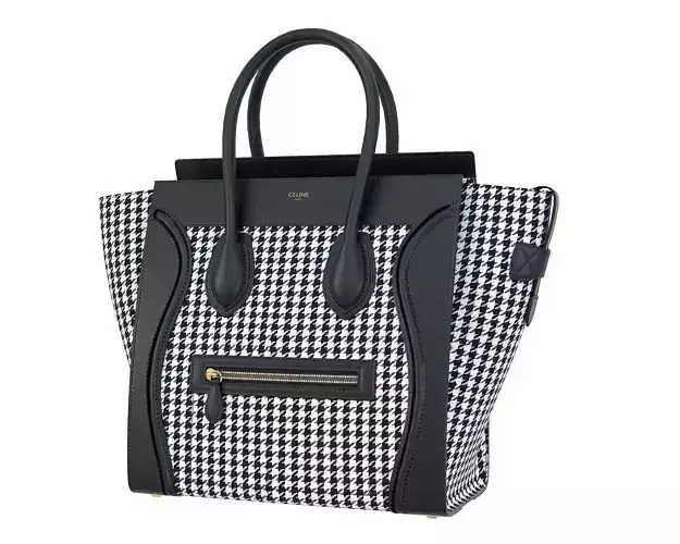 Celine mini Luggage Bag Black Tweed Fabric