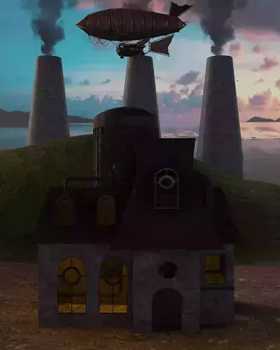 Steampunk House 3D model