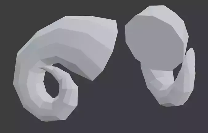 HORNS LOW POLY pair of polygonal
