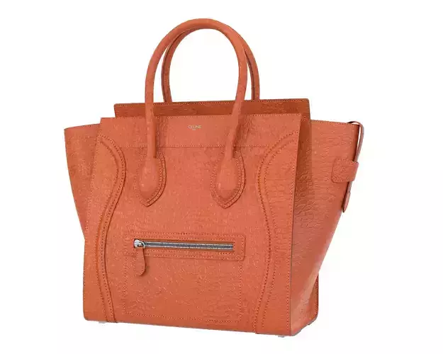 Celine mini Luggage Bag Orange Crococodile