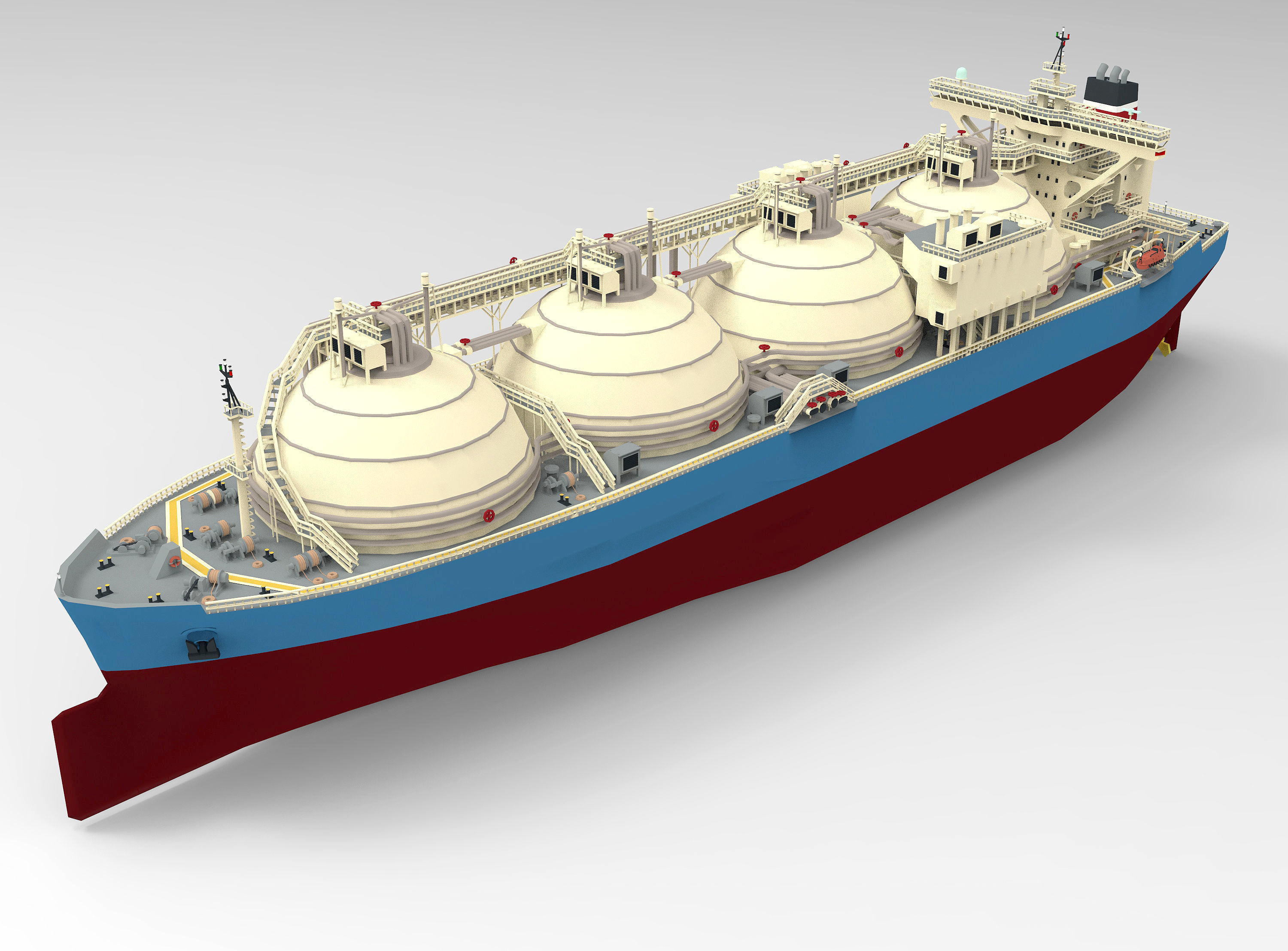 LNG Gas Carrier lowpoly Low-poly 3D model_6