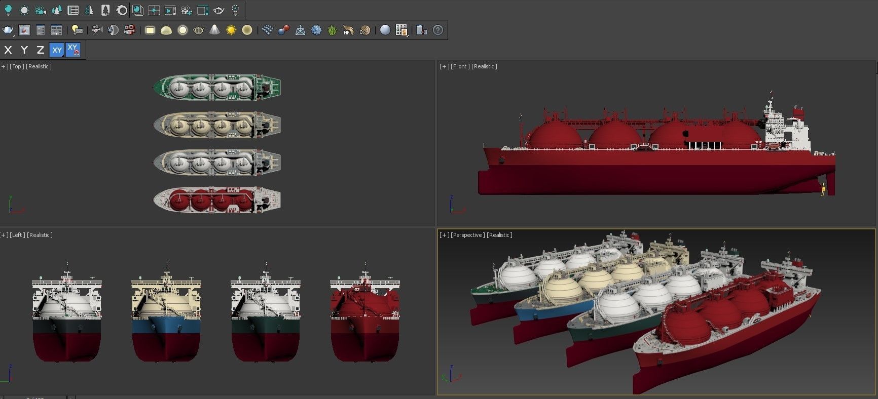 LNG Gas Carrier lowpoly Low-poly 3D model_9