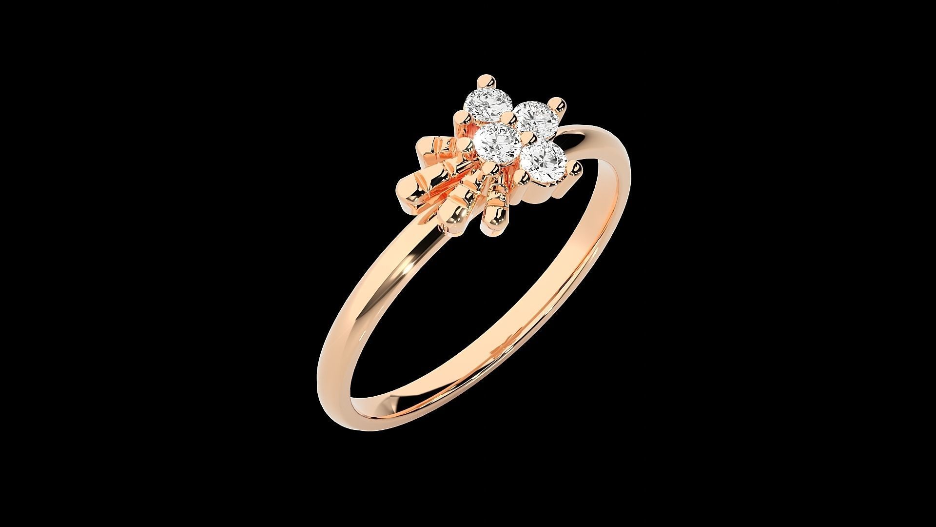 Flower Ultra light wt minimalist Women Ring 3dm stl renders 3D print model_8